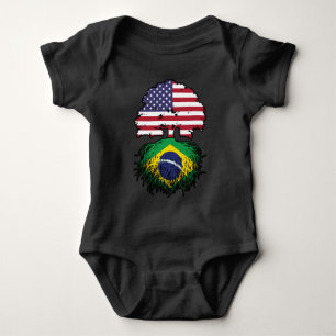 Brazil Brazilian American USA Tree Roots Flag Baby Bodysuit