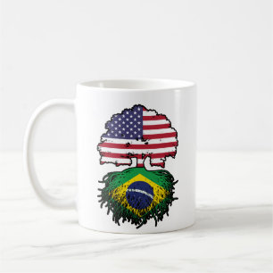 Brazil Brazilian American USA Tree Roots Flag Coffee Mug