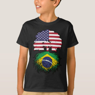 Brazil Brazilian American USA Tree Roots Flag T-Shirt