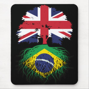 Brazil Brazilian British UK Tree Roots Flag Mouse Mat