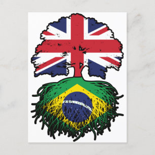 Brazil Brazilian British UK Tree Roots Flag Postcard