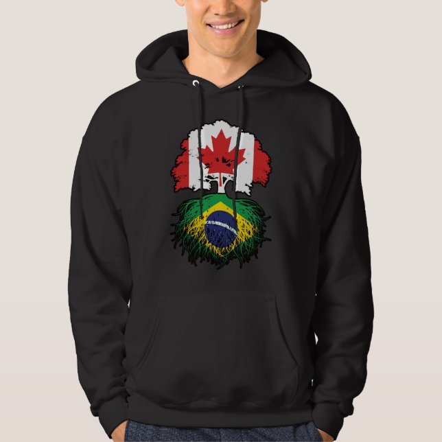 Brazil Brazilian Canadian Canada Tree Roots Flag Hoodie (Front)