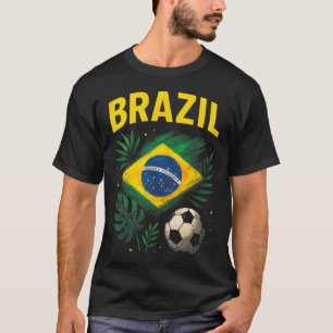 Brazil Brazilian Flag Brasil Soccer Footbyll T-Shirt