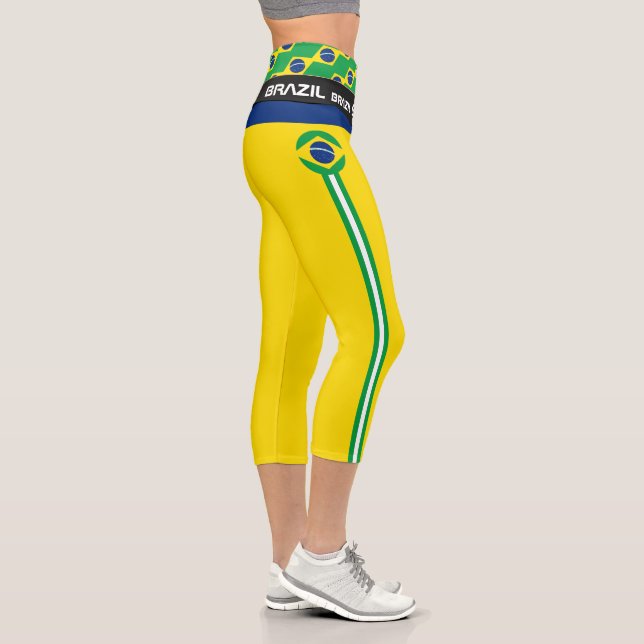 Brazil & Brazilian Flag fashion, Fitness, Sports Capri Leggings (Right)