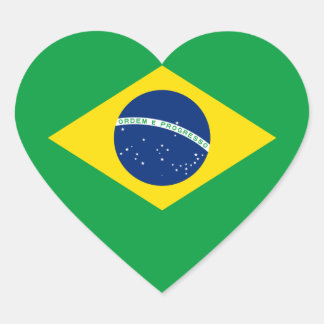 Brazil/Brazilian Flag Heart Sticker