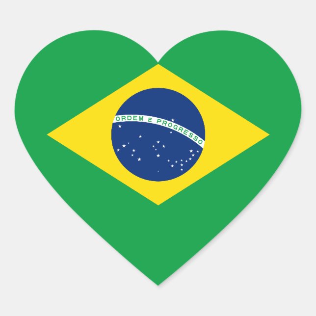 Brazil/Brazilian Flag Heart Sticker (Front)