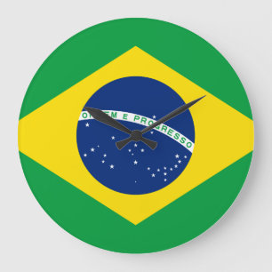Brazil (Brazilian) Flag Large Clock