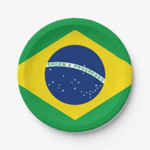 Brazil (Brazilian) Flag Paper Plate