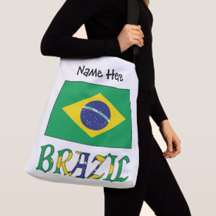 Brazil Brazilian Flag Personalised Name  Crossbody Bag