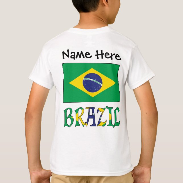 Brazil Brazilian Flag Personalised  T-Shirt (Back)