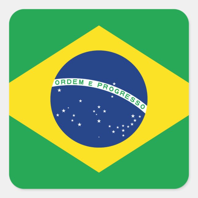 Brazil (Brazilian) Flag Square Sticker (Front)