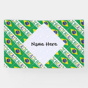 Brazil Brazilian Flag Tiled Personalised Name  Banner