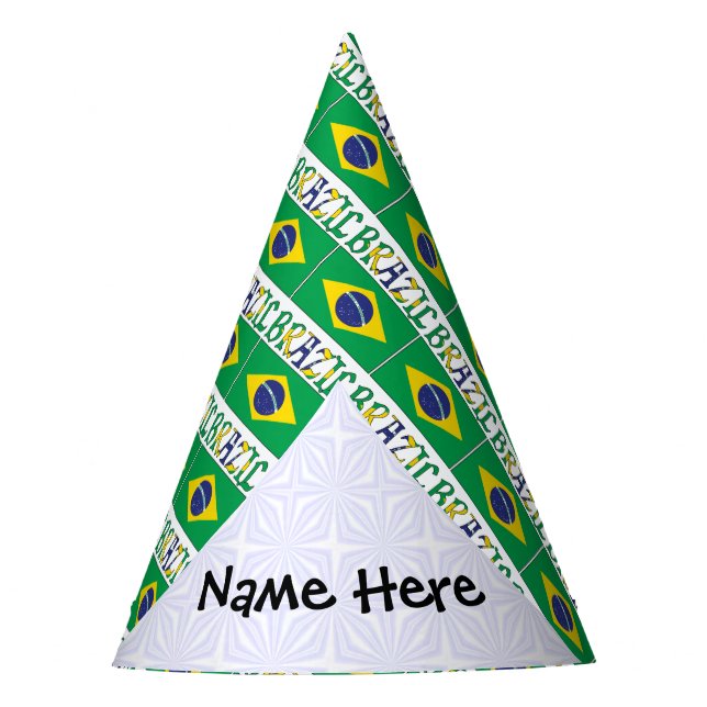 Brazil Brazilian Flag Tiled Personalised  Party Hat (Front)