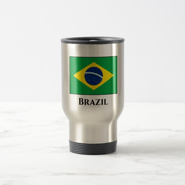 Brazil (Brazilian) Flag Travel Mug (Center)