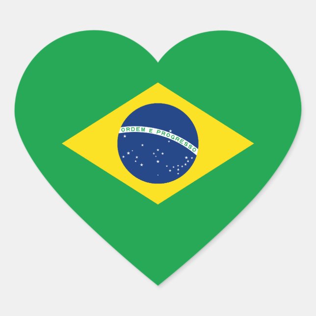 Brazil/Brazilian Heart Flag Sticker (Front)