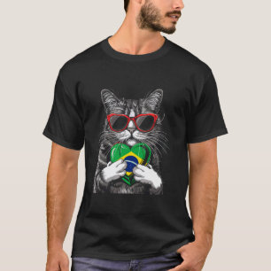 Brazil Brazilian Pride Cat Brasil Heart Brazilian T-Shirt