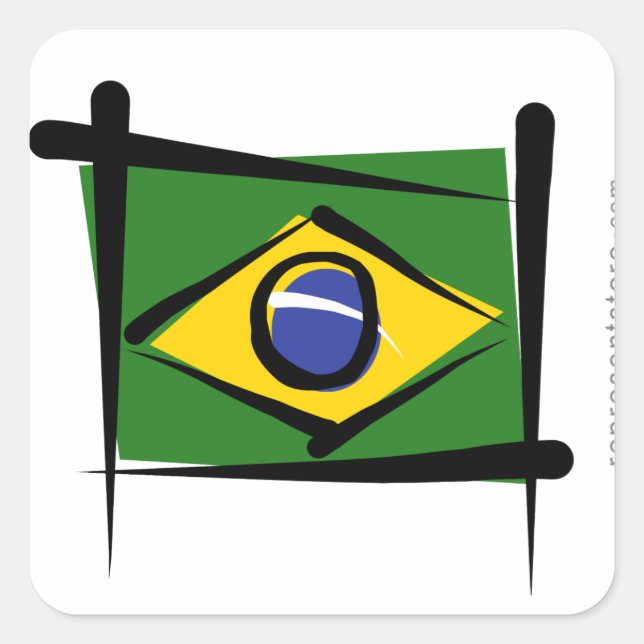 Brazil Brush Flag Square Sticker (Front)