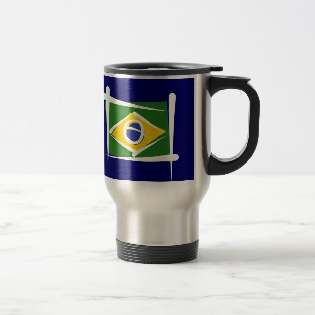 Brazil Brush Flag Travel Mug (Right)