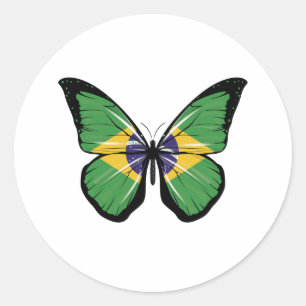 Brazil Butterfly Flag Classic Round Sticker