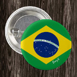 Brazil button, patriotic Brazilian Flag fashion 3 Cm Round Badge<br><div class="desc">Buttons: Brazil & Brazilian Flag - love my country,  travel,  holiday,  national patriots / sports fans</div>