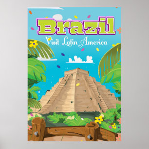 Brazil Cartoon travel poster print.