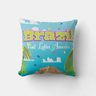 Brazil Cartoon travel poster print. Cushion