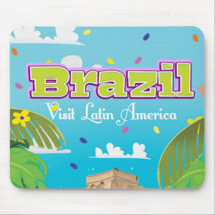 Brazil Cartoon travel poster print. Mouse Mat