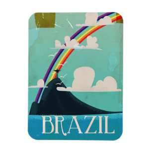 brazil christ the redeemer vintage travel poster magnet