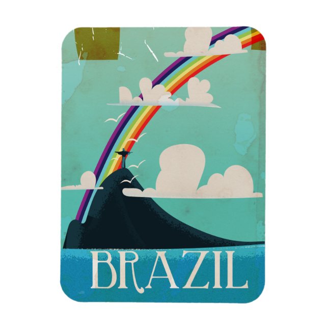 brazil christ the redeemer vintage travel poster magnet (Vertical)
