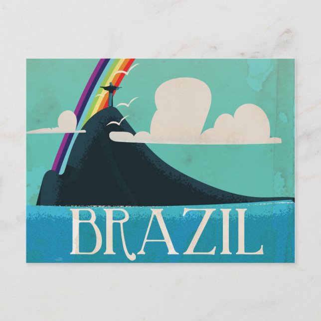 brazil christ the redeemer vintage travel poster postcard (Front)