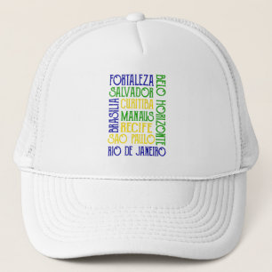 Brazil City Names Rio de Janeiro Sao Paulo Trucker Hat