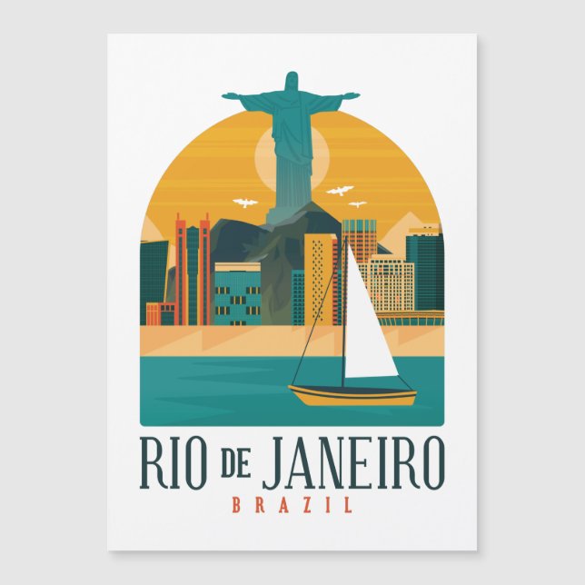 Brazil City Rio de Janeiro Vintage Magnetic Card (Front)