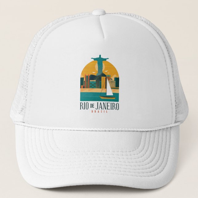 Brazil City Rio de Janeiro Vintage  Trucker Hat (Front)