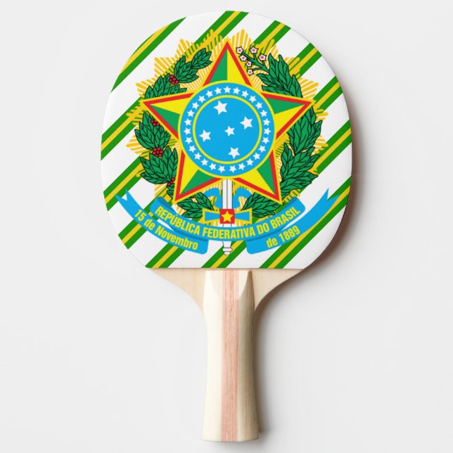 Brazil coat arms ping pong paddle (Front)