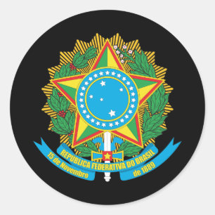 Brazil Coat Of Arms Classic Round Sticker
