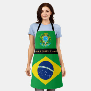Brazil Cooking, Brazilian Flag Chefs kitchen Apron