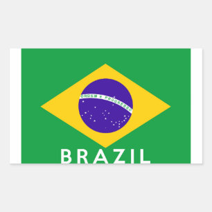 brazil country flag symbol name text rectangular sticker
