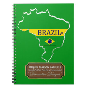 Brazil country outline Flag Colours Modern Notebook
