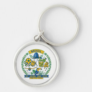 Brazil Culture Badge Cafe Samba Football Amazonia Key Ring