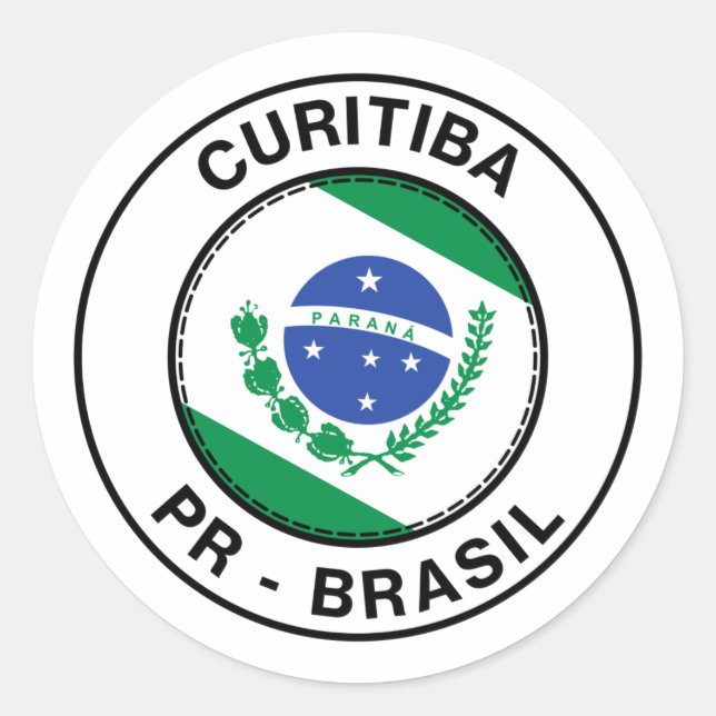 Brazil Curitiba Parana PR Bandeira Stamp Classic Round Sticker (Front)