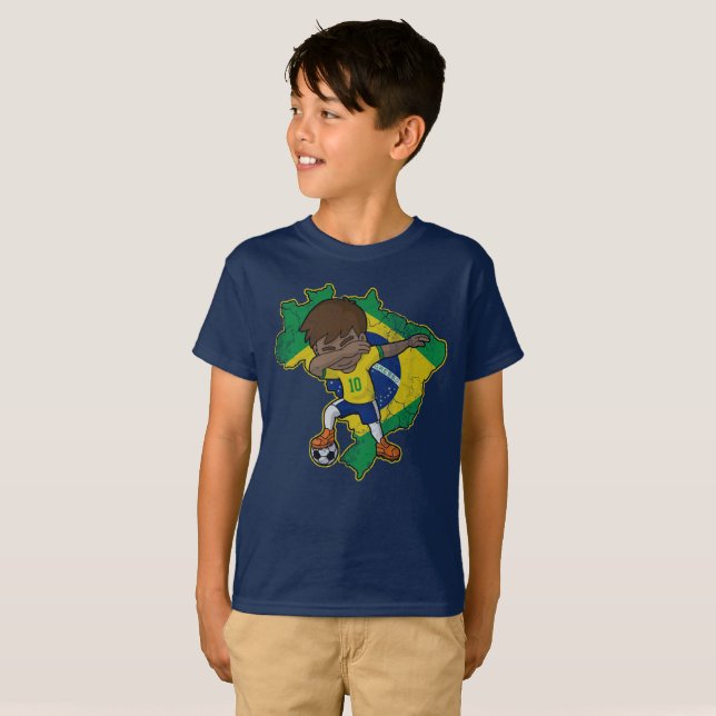 Brazil Dabbing Soccer  Association football Dab T-Shirt (Front Full)