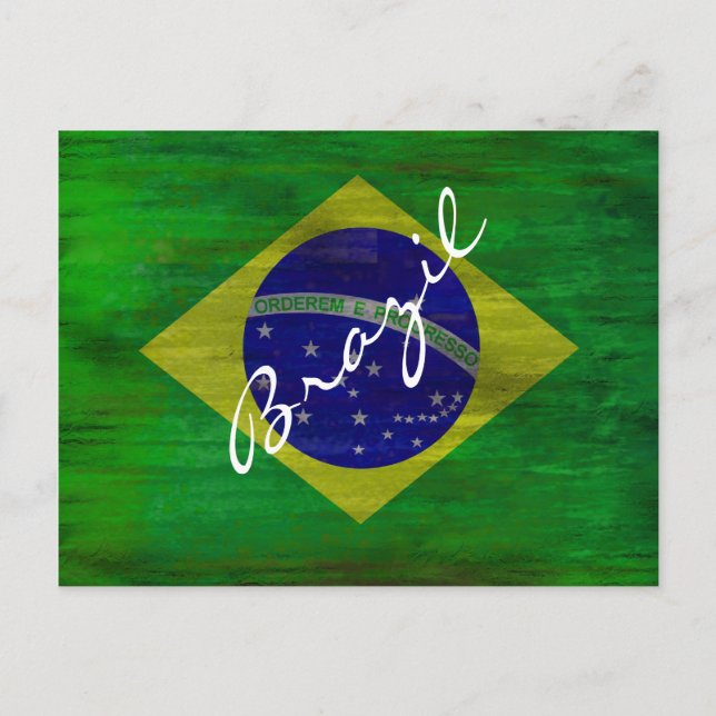 Brazil distressed Brazilian flag Postcard (Front)