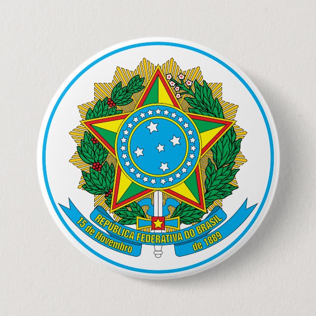 brazil emblem 7.5 cm round badge (Front)