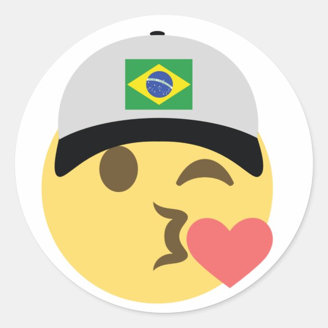 Brazil Emoji Baseball Hat Classic Round Sticker (Front)