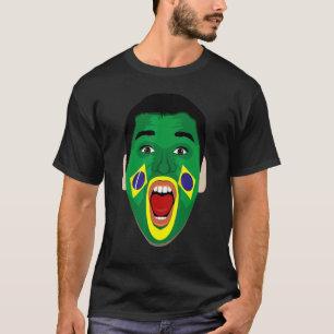 Brazil Fan Face Flag - Brazilian Soccer 2022-Footb T-Shirt