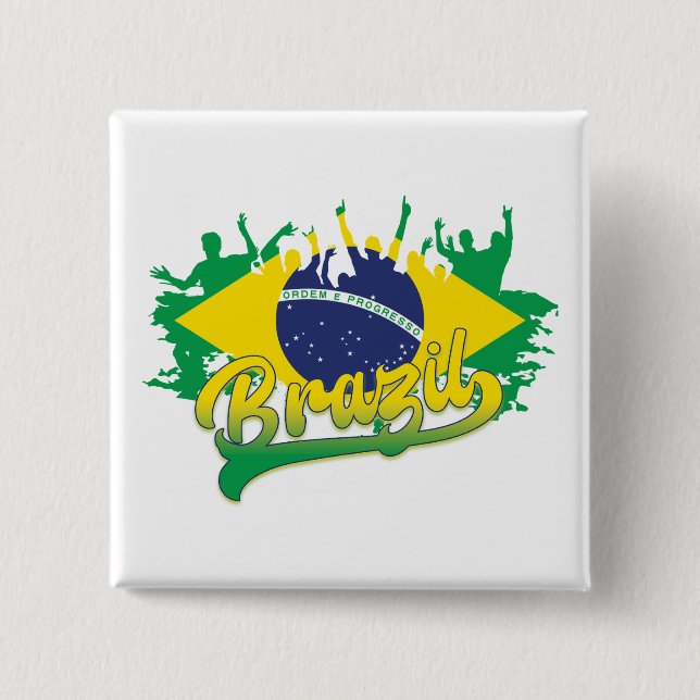 Brazil Flag 15 Cm Square Badge (Front)