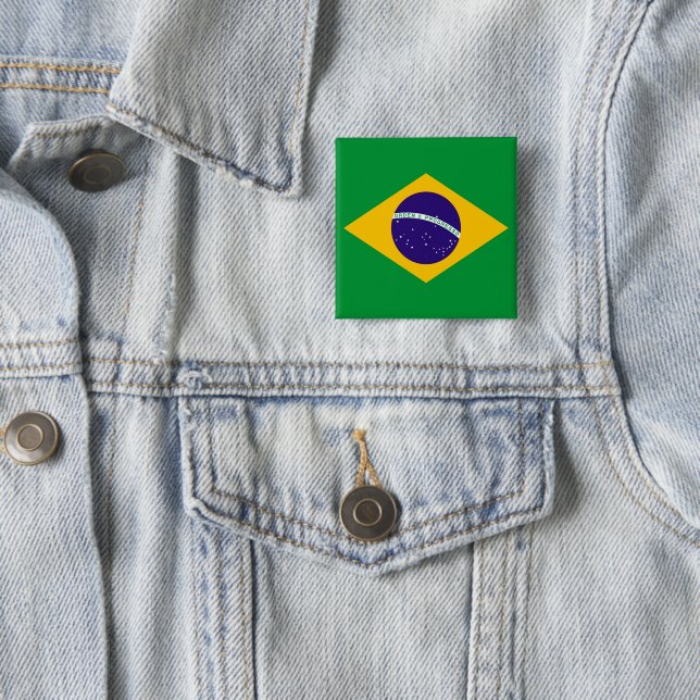 Brazil Flag 15 Cm Square Badge (In Situ)