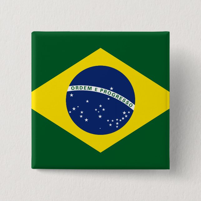 Brazil flag 15 cm square badge (Front)