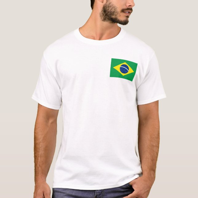 Brazil Flag and Map T-Shirt (Front)