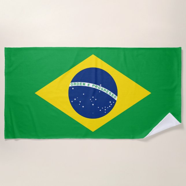 Brazil Flag Beach Towel (Front)